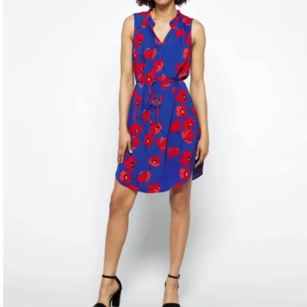 Market and Spruce red and blue poppy tie dress